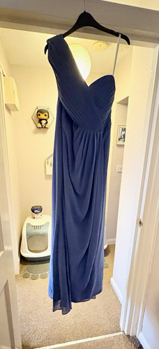 Blue one shoulder chiffon - blue, one-shoulder
