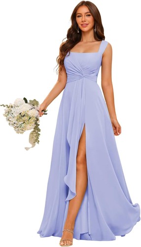 Square neck chiffon - neck, bridesmaid