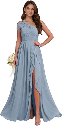 Slit one shoulder pleated - one,