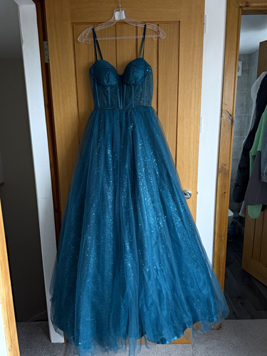 Blue glitter tulle prom - blue,