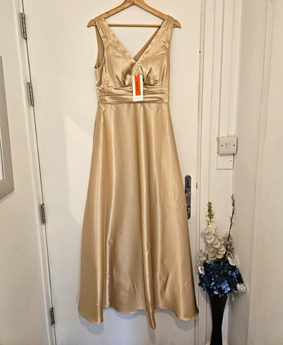 Gold satin sleeveless neck - gold,