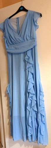 Blue chiffon sleeveless neck - sleeveless, v-neck
