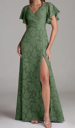Azazie green floral bridesmaid - green,