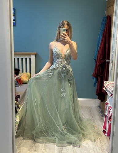 Zapaka mint green satin - satin, dress/