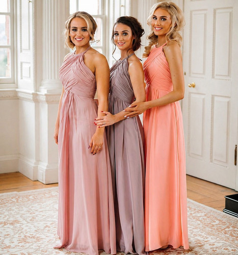 Chiffon halter neck dress - chiffon,