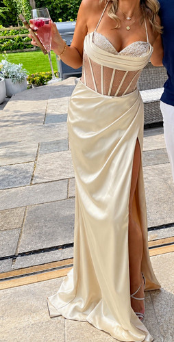 Ivory satin strapless - satin, corset