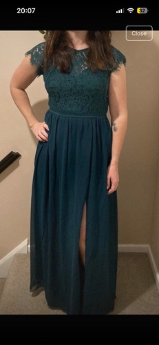 Green evening dress - evening,