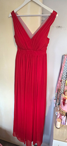 Goddiva red chiffon - chiffon, bridesmaid