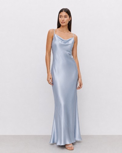 Dusky blue cowl neck maxi - dusky,