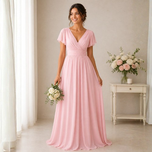 Chiffon neck prom - v, dress