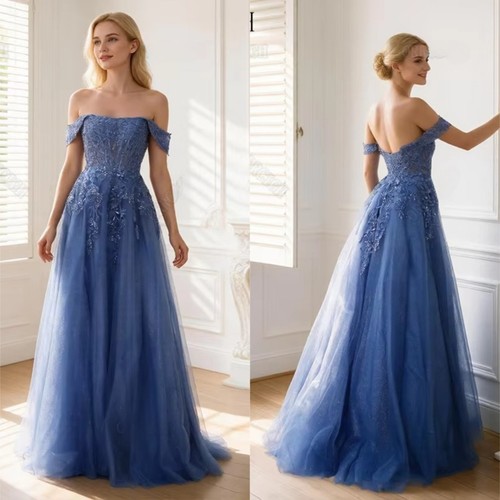 Off shoulder tulle prom - off,